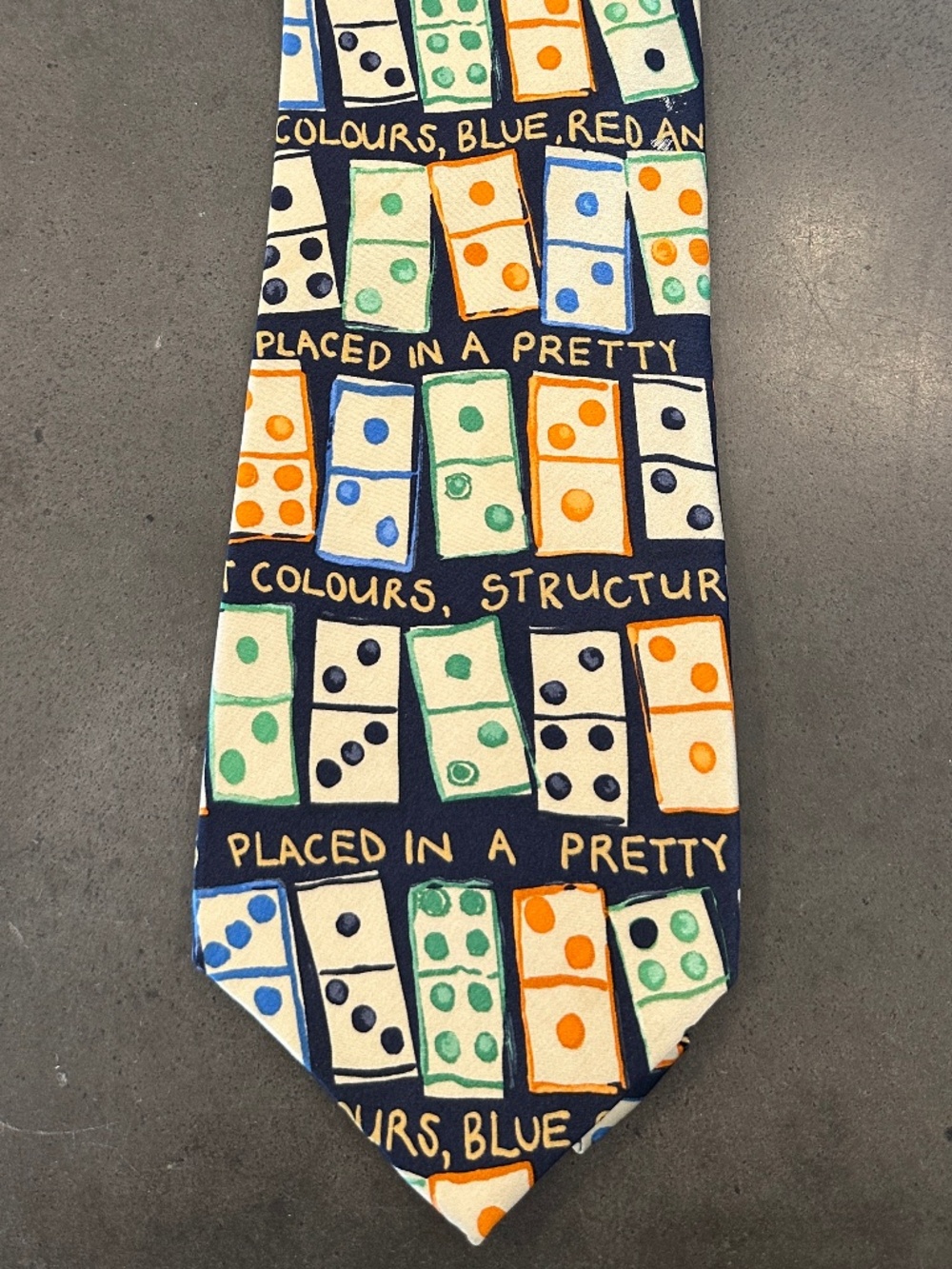 Structure Mens Silk Novelty Necktie Multicolor Dominoes Tie 58" Long